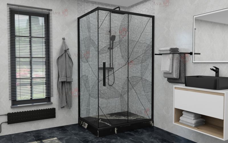 Душевой уголок AvaCan FB 160-180 + SB 100 чёрный